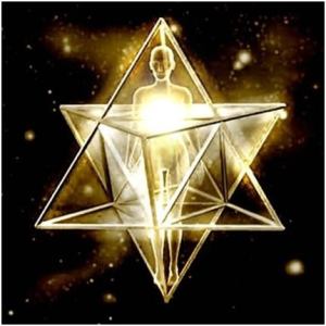 Merkaba double pyramid standing inside